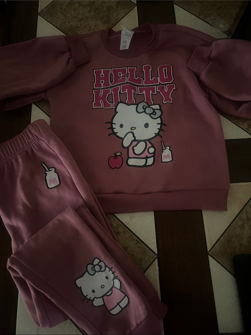 Hello Kitty Mauve Pink Graphic Sweatshirt and Jogger Set